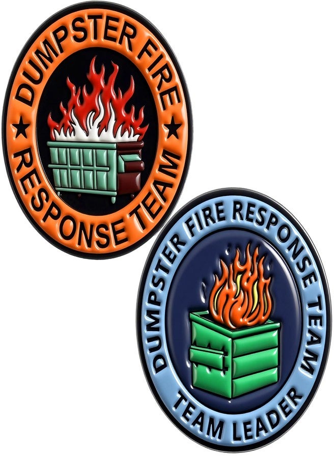 PLwelth 2Pcs Dumpster Fire Response Team Enamel Pins Set Hilarious Sarcastic Badge for Coworkers Team Leader Funny Brooch Pins for Hats Jackets Backpacks Decor Office Birthday Gifts for Women Men - Image 1